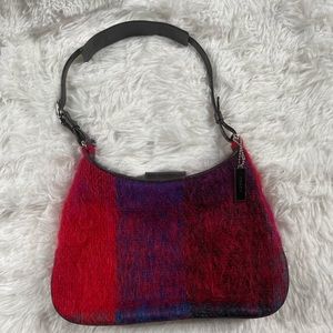 Vintage Coach red/purple mohair small hobo